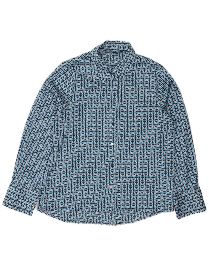 Chemise Femme Zara UK 14 Bleu Moyen Géométrique