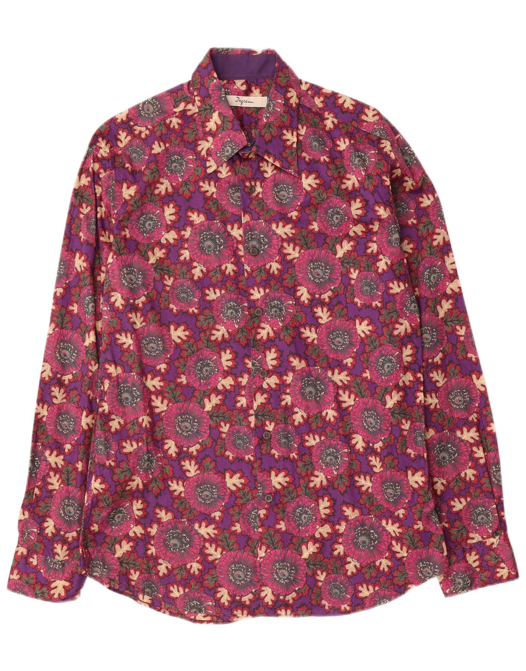 Ingram Mens Shirt Size 41 16 Large Multicoloured Floral Cotton