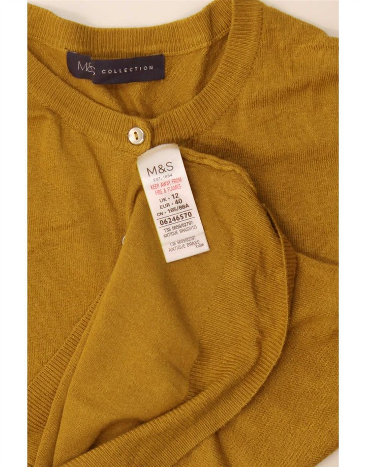 Marks & Spencer Dame Cardigan Sweater UK 12 Medium Yellow Viscose