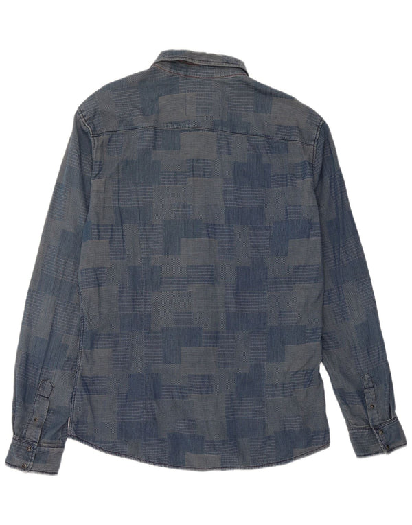 Gaudi Mens Shirt 2XL Blue Patchwork Cotton