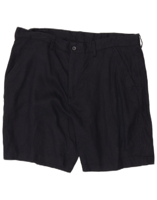 Zara Mens Chino Shorts XL W34 Linho Azul Marinho