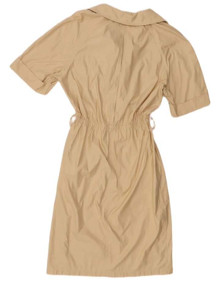 Vintage Womens Short Sleeve Pullover Shirt Dress UK 14 Medium Beige