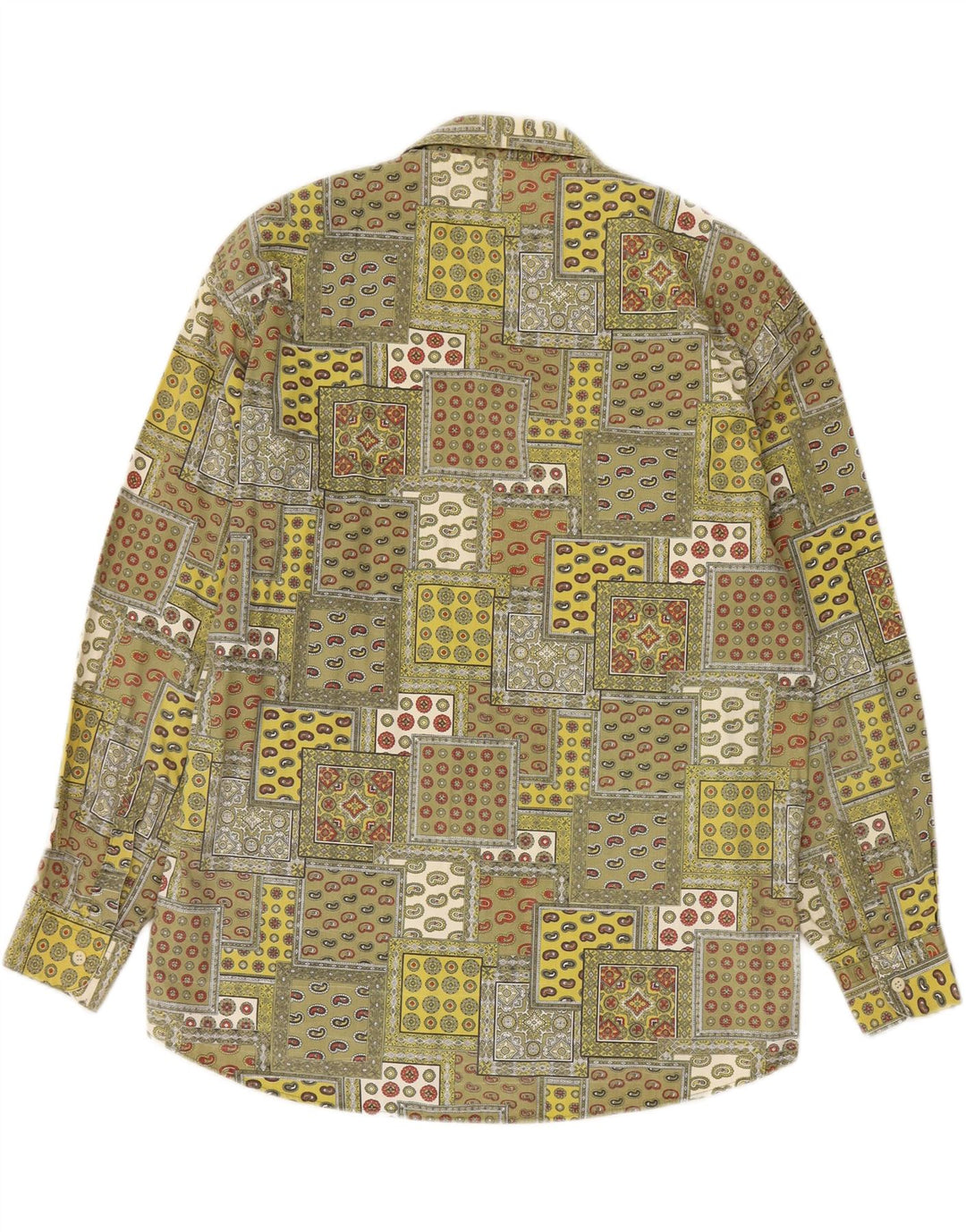 VINTAGE Mens Shirt XL Green Patchwork Cotton Vintage Vintage and Second-Hand Vintage from Messina Hembry 