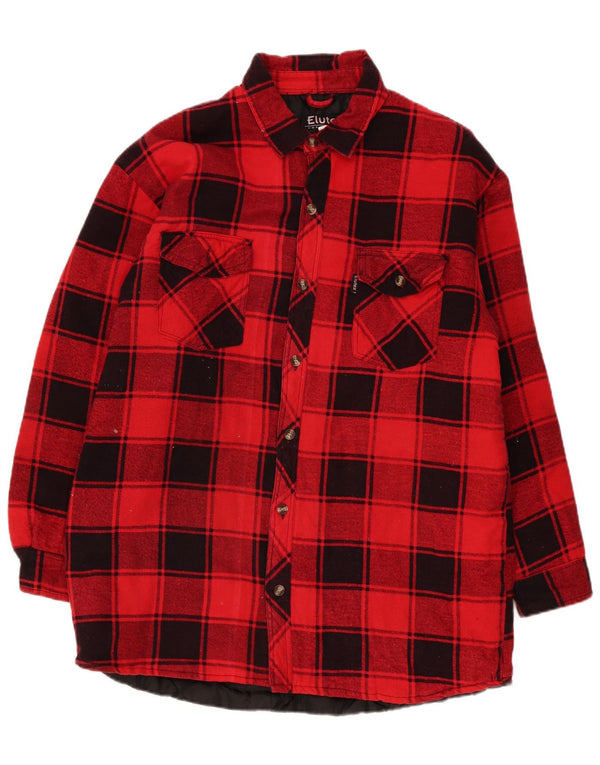 Camicia da uomo in flanella da boscaiolo Elutex XL in cotone a quadri rossi