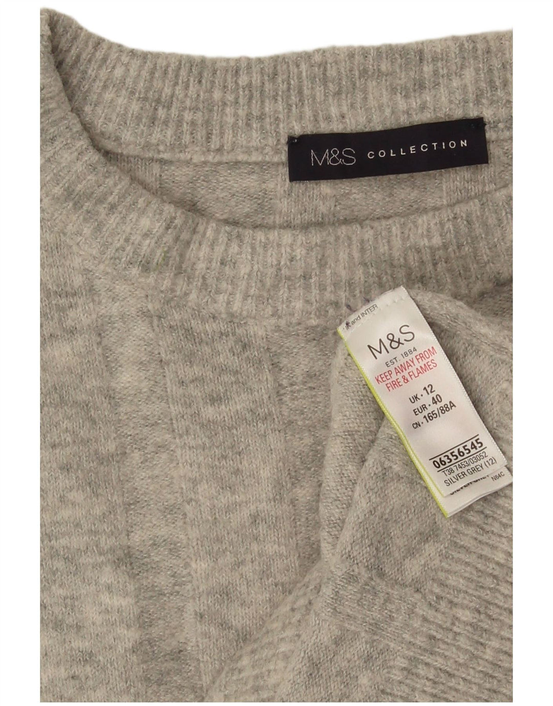 Maglione maglione girocollo da donna Marks & Spencer UK 12 Grigio medio chiazzato
