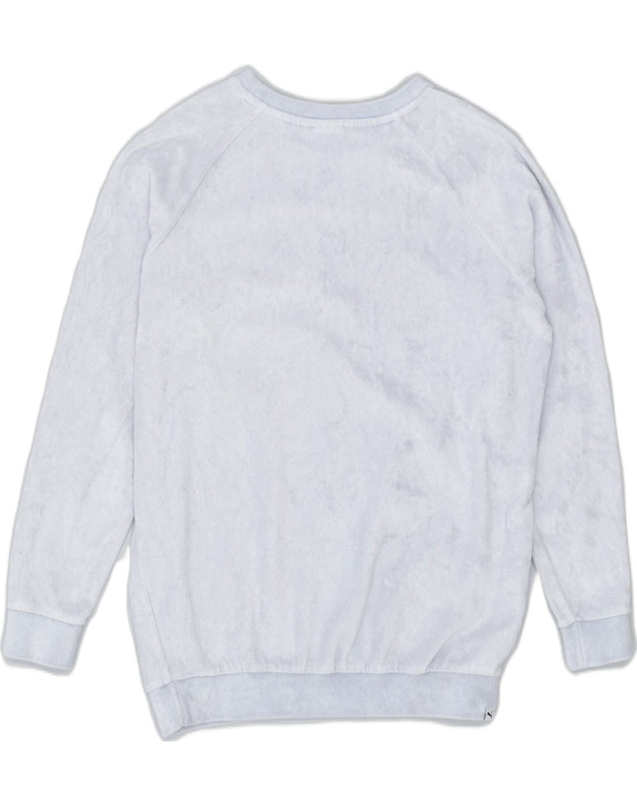 PUMA Womens Velour Graphic Sweatshirt Jumper UK 10 Small Blue | Vintage | Thrift | Second-Hand | Used Clothing | Messina Hembry 