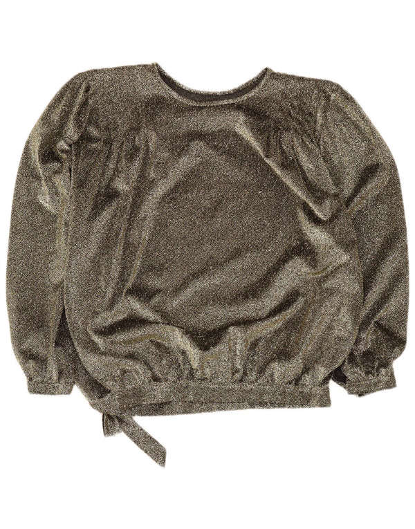 Vintage Damen Relaxed Fit Bluse Top UK 18 XL Gold meliert