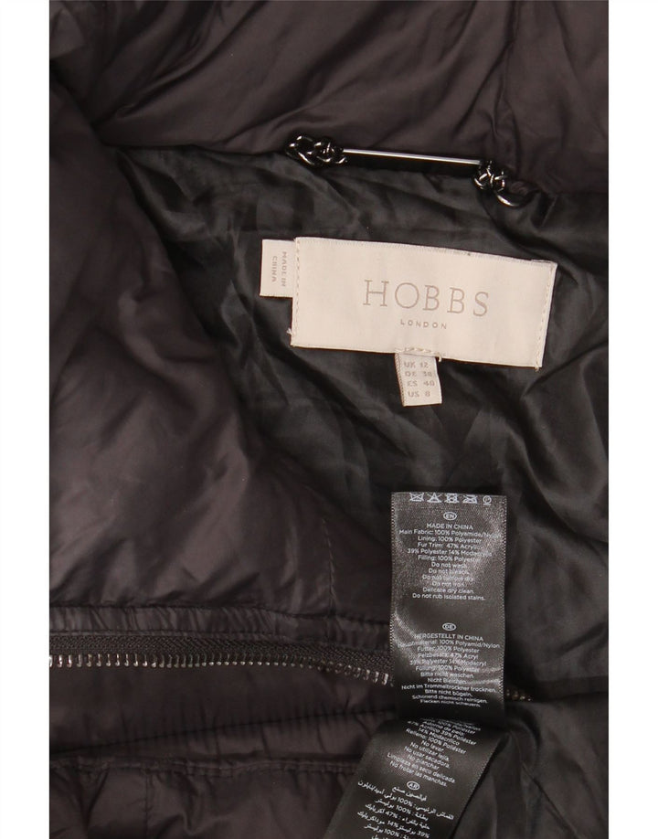 Hobbs Womens Hooded Padded Coat UK 12 Medium Black Polyamide