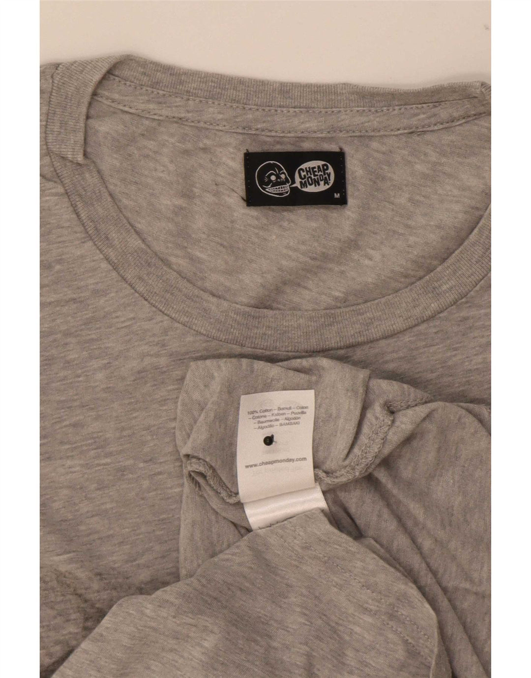 Cheap Monday Mens Graphic T-Shirt Top Medium Grey Cotton