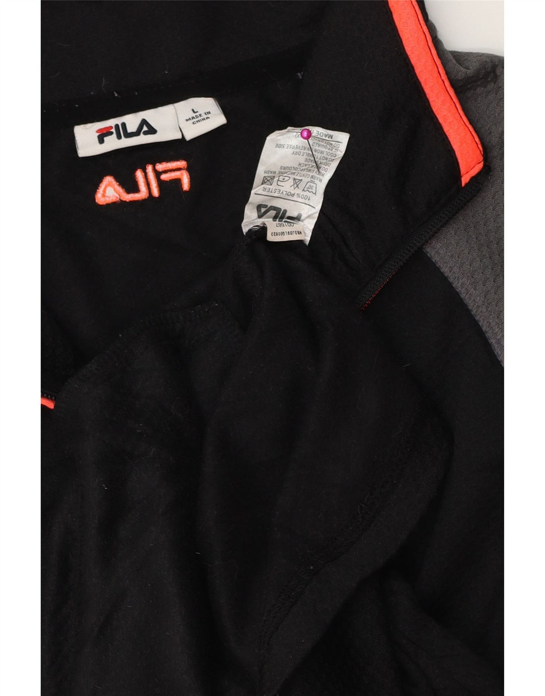 FILA Mens Tracksuit Top Jacket Large Black Colourblock Polyester