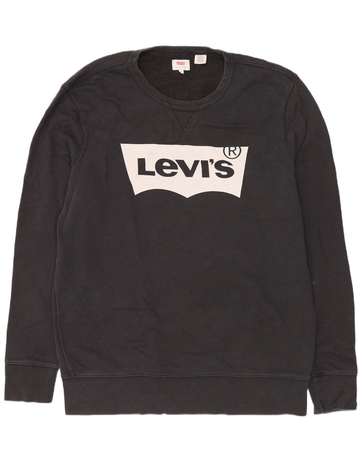Levi's Mens Graphic Regular Fit Sweatshirt Jumper Large Black Cotton