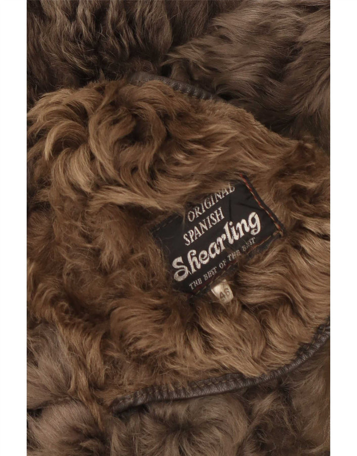 Vintage Womens Shearling Jacket EU 46 XL Brown