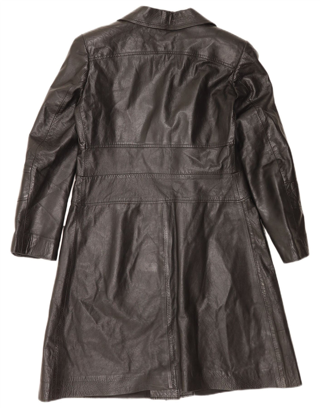 VINTAGE Abrigo de cuero para mujer Reino Unido 14 Medio Negro