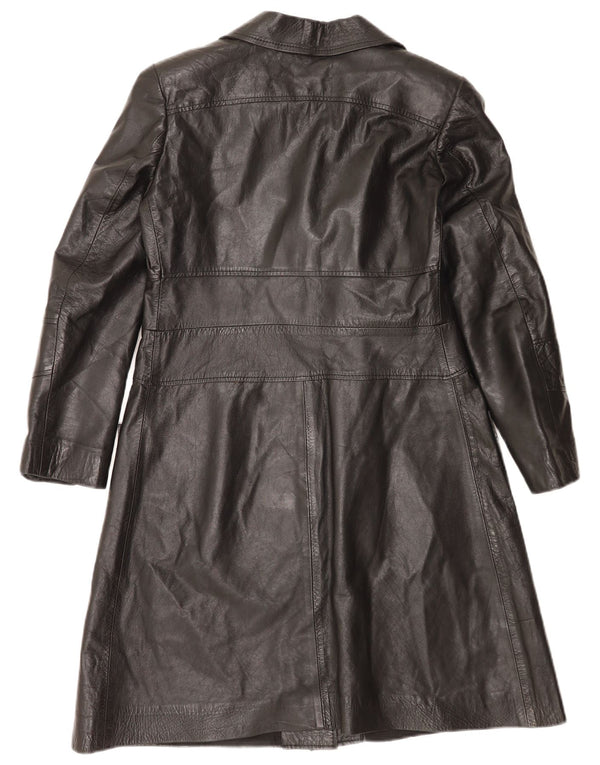 VINTAGE Abrigo de cuero para mujer Reino Unido 14 Medio Negro