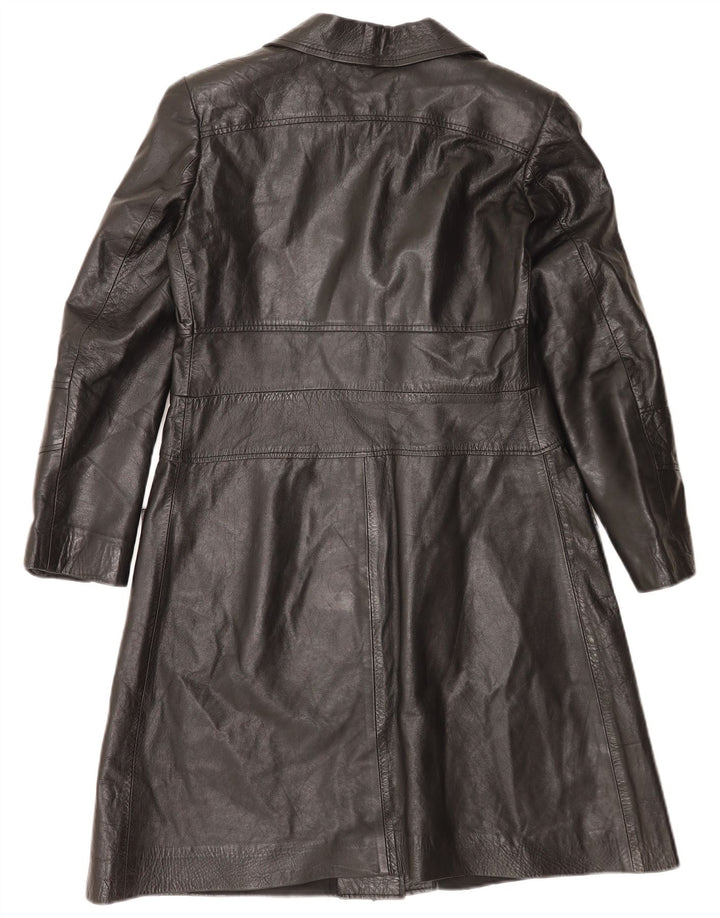 VINTAGE Abrigo de cuero para mujer Reino Unido 14 Medio Negro
