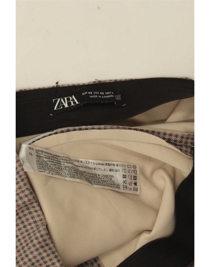 Zara Womens Leggings UK 4 XS Grey Houndstooth Polyester
