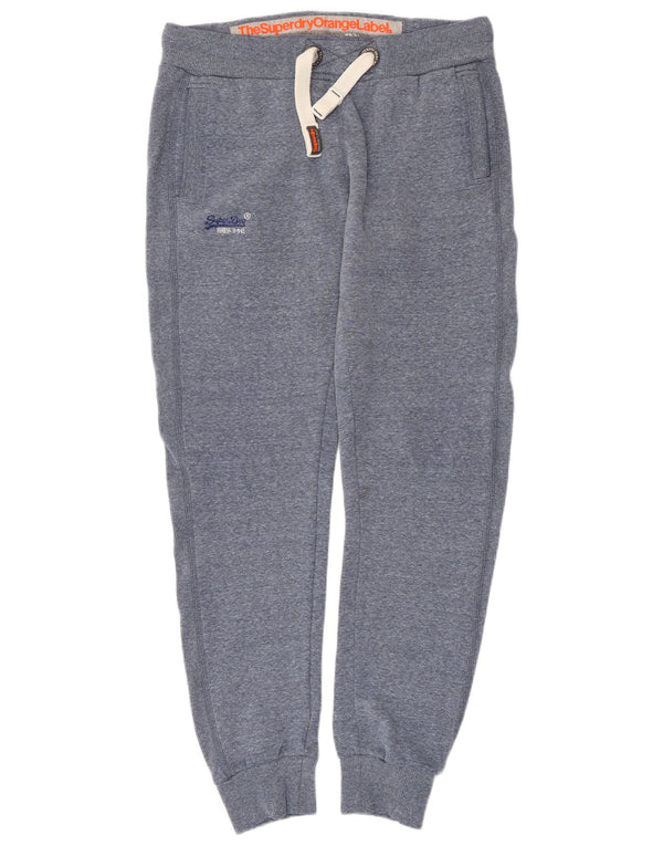 Superdry Mens Tracksuit Trousers Joggers Medium  Blue Flecked Cotton