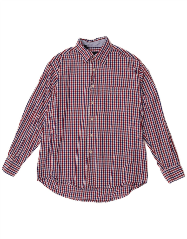 Pierre Cardin Mens Shirt Large Red Gingham Cotton