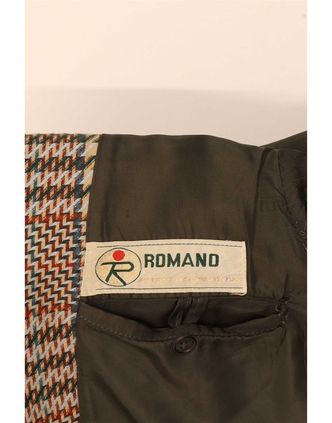 Romano Mens 3 Button Blazer Jacket IT 46 Small Brown Houndstooth