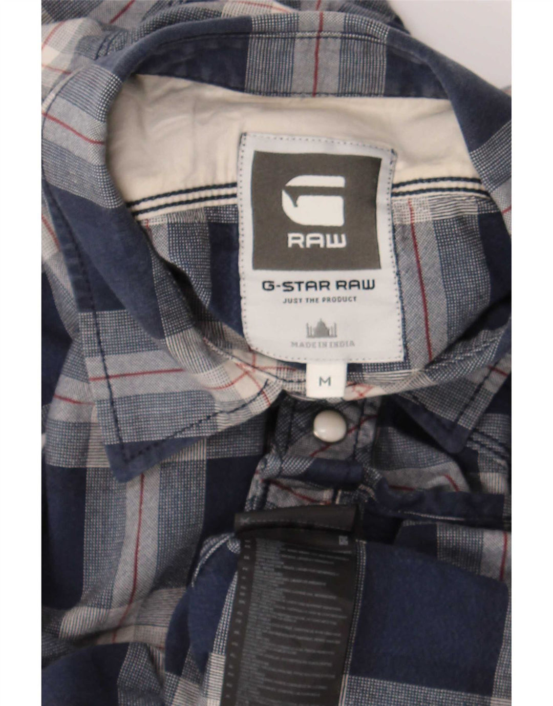 G-Star Mens Western Shirt Medium Blue Check Cotton