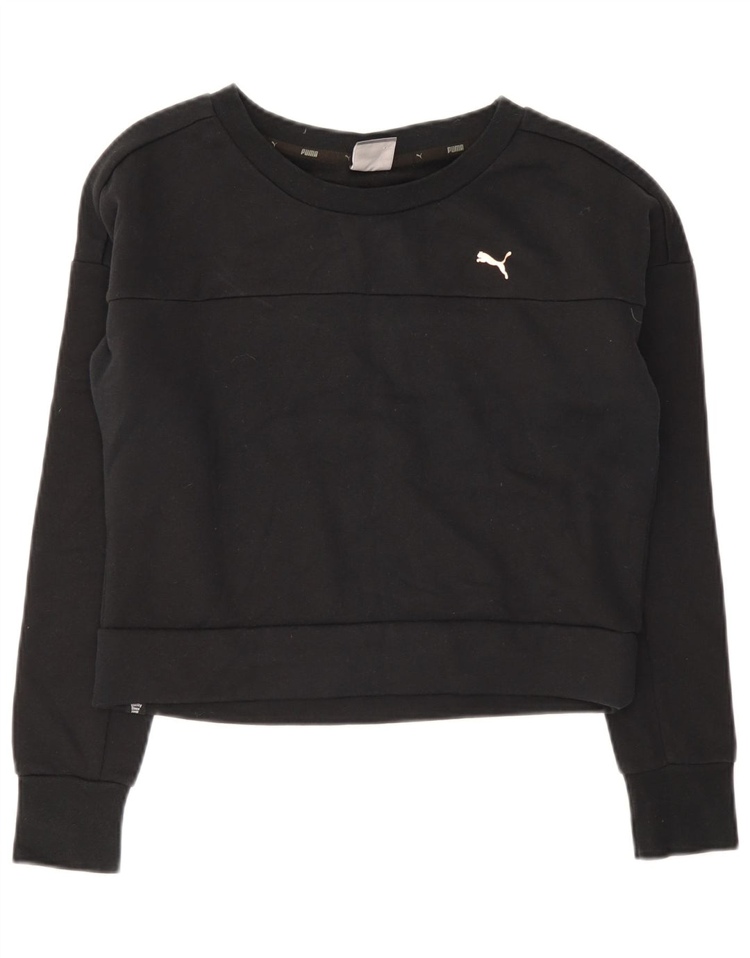 Puma Womens Crop Sweatshirt Jumper UK 12 Medium Black Cotton