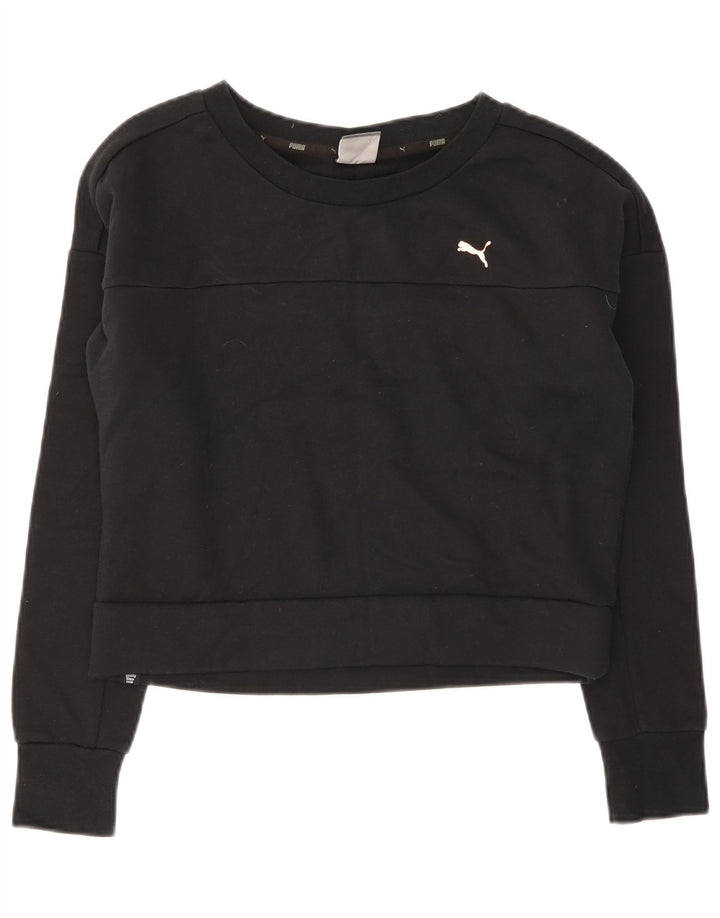 Puma Womens Crop Sweatshirt Jumper UK 12 Medium Black Cotton