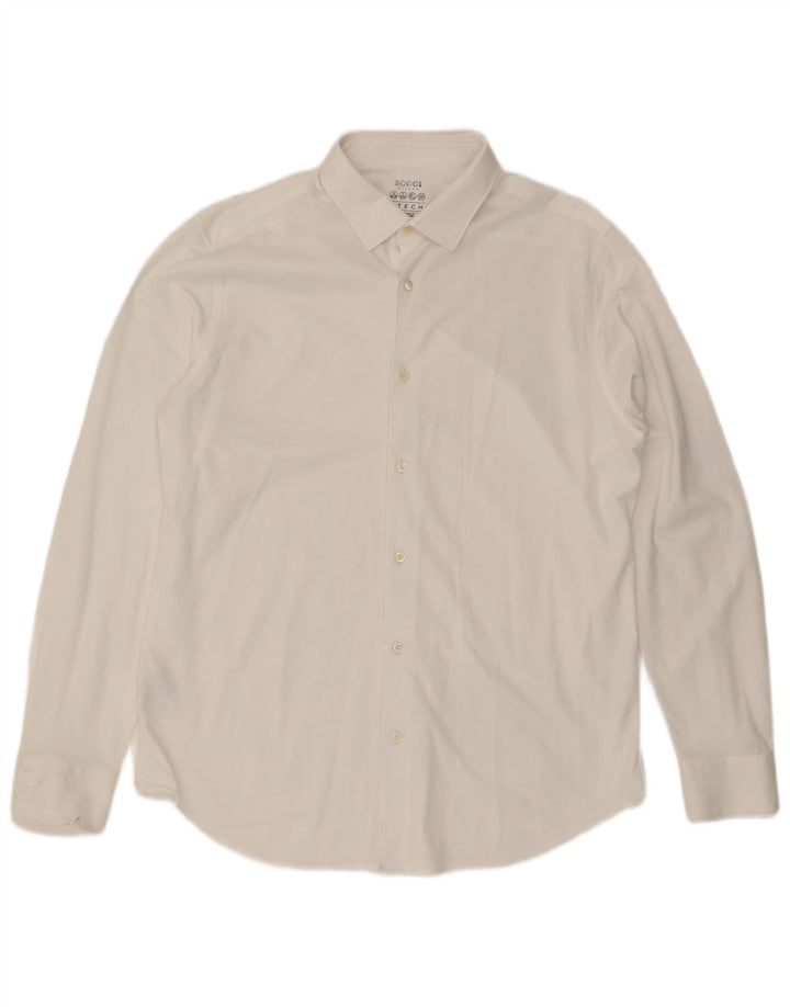 Boggi Mens Shirt XL White Cotton