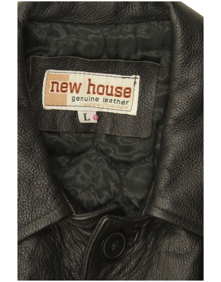 Vintage Mens Leather Jacket UK 40 Large Black Leather