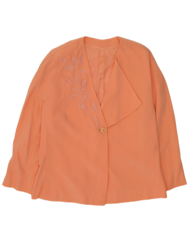 Giacca blazer vintage da donna a 1 bottone UK 16 grande arancione