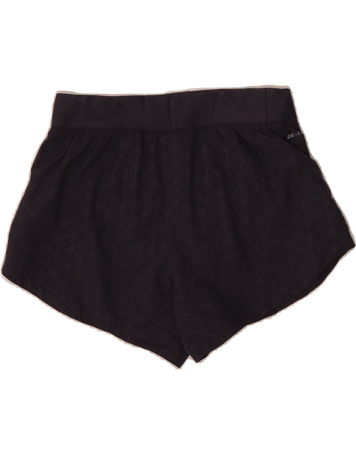 NIKE Womens Dri Fit Sport Shorts UK 14 Medium Black Geometric Polyester Vintage Nike and Second-Hand Nike from Messina Hembry 