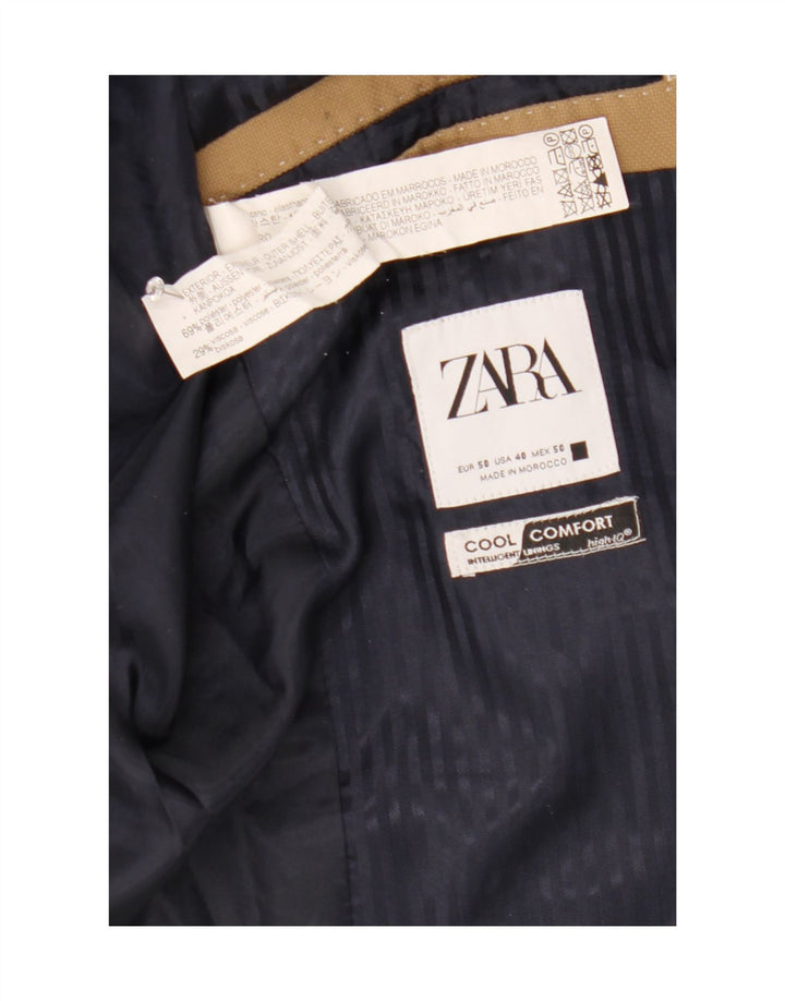 ZARA Mens Comfort Fit 1 Button Blazer Jacket EU 50 Medium Beige Polyester Vintage Zara and Second-Hand Zara from Messina Hembry 