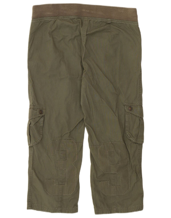 Benetton Damen-Cargo-Caprihose mit Grafik, W36, L22, Khaki