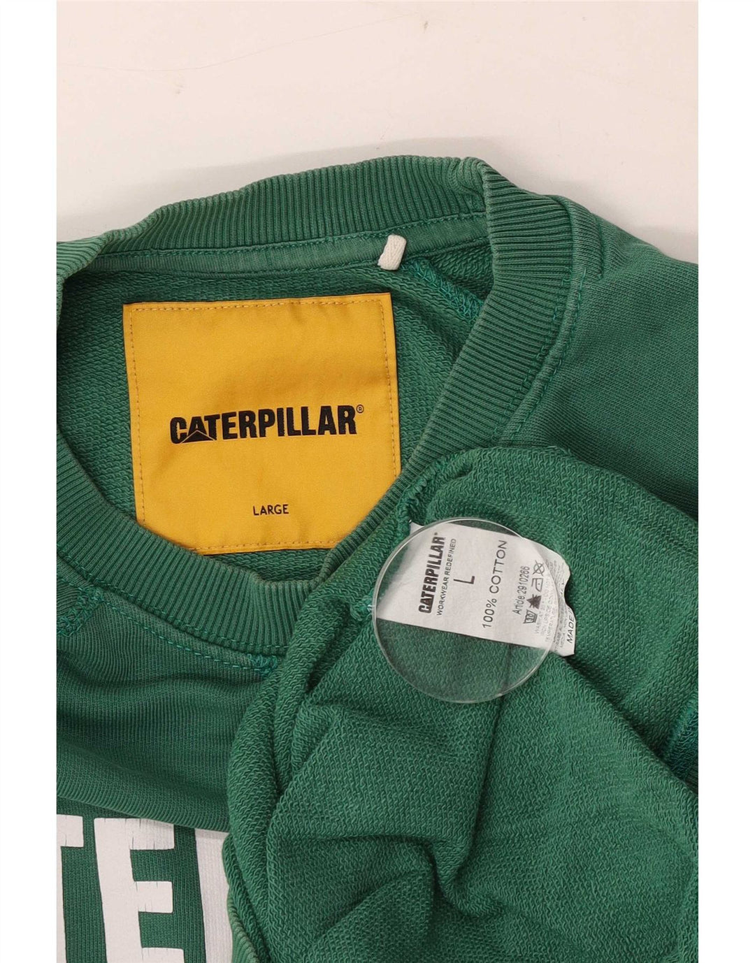 Caterpillar Mens Graphic Sweatshirt Jumper Large Green Cotton