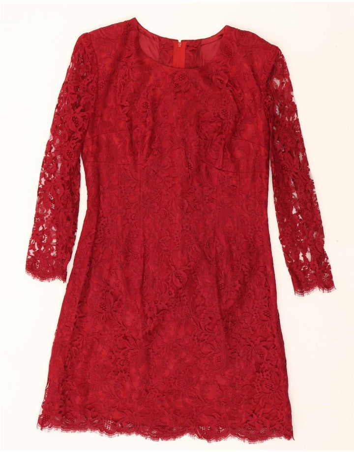 VINTAGE Womens Long Sleeve Shift Dress UK 10 Small Red Vintage Vintage and Second-Hand Vintage from Messina Hembry 