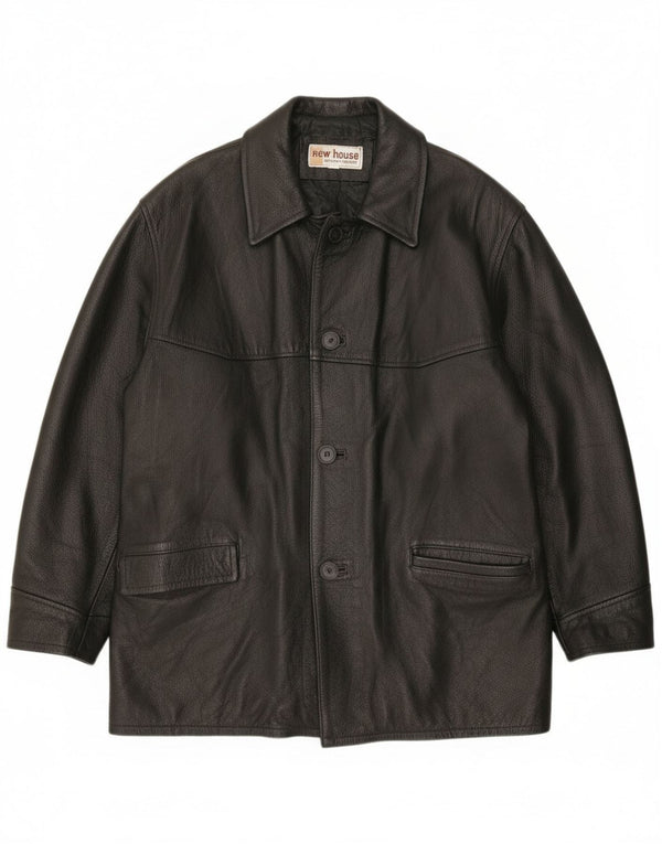 Vintage Mens Leather Jacket UK 40 Large Black Leather