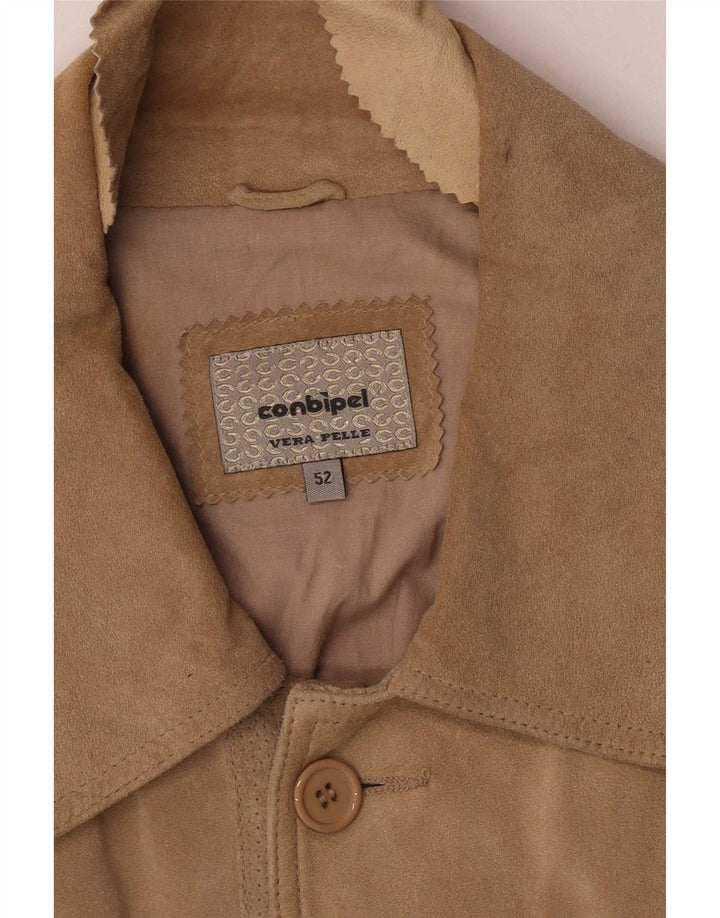 Conbipel Mens Suede Utility Jacket IT 52 XL Brown Leather