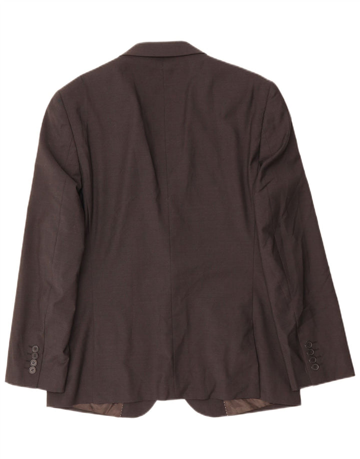 Dkny Mens Slim Fit 2 Button Blazer Jacket UK 40 Large Brown Wool
