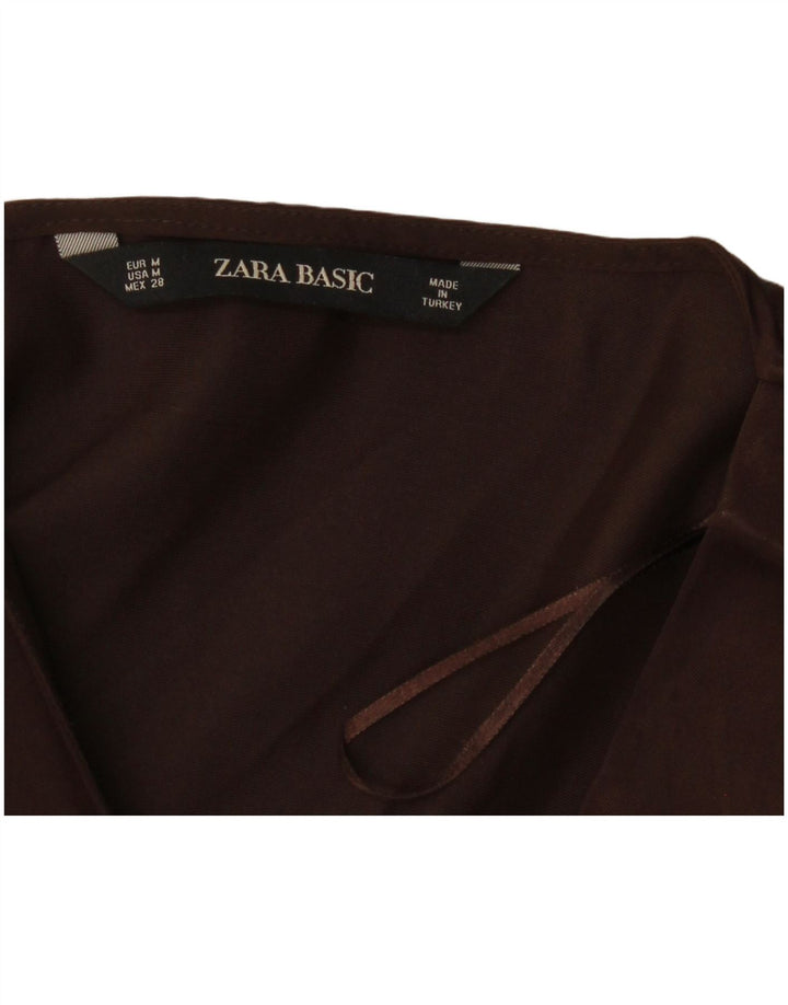 ZARA Womens Long Sleeve Tunic Top UK 14 Medium Brown