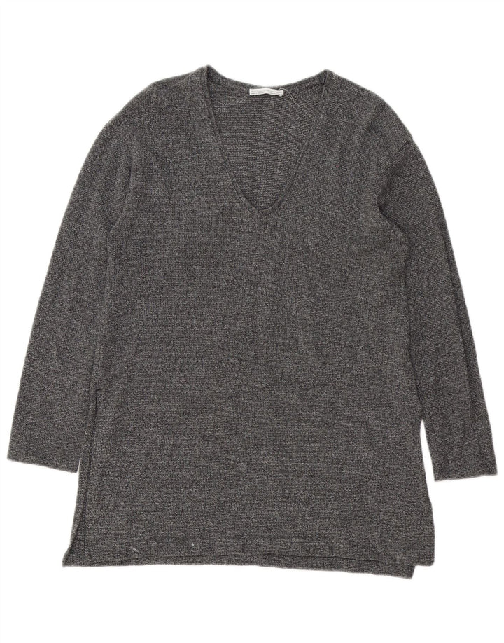 Zara Womens Long Sleeve Tunic Top UK 14 Large Grey
