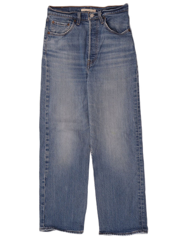 Levi's Dame Højtaljede Lige Jeans W27 L27 Blå Bomuld