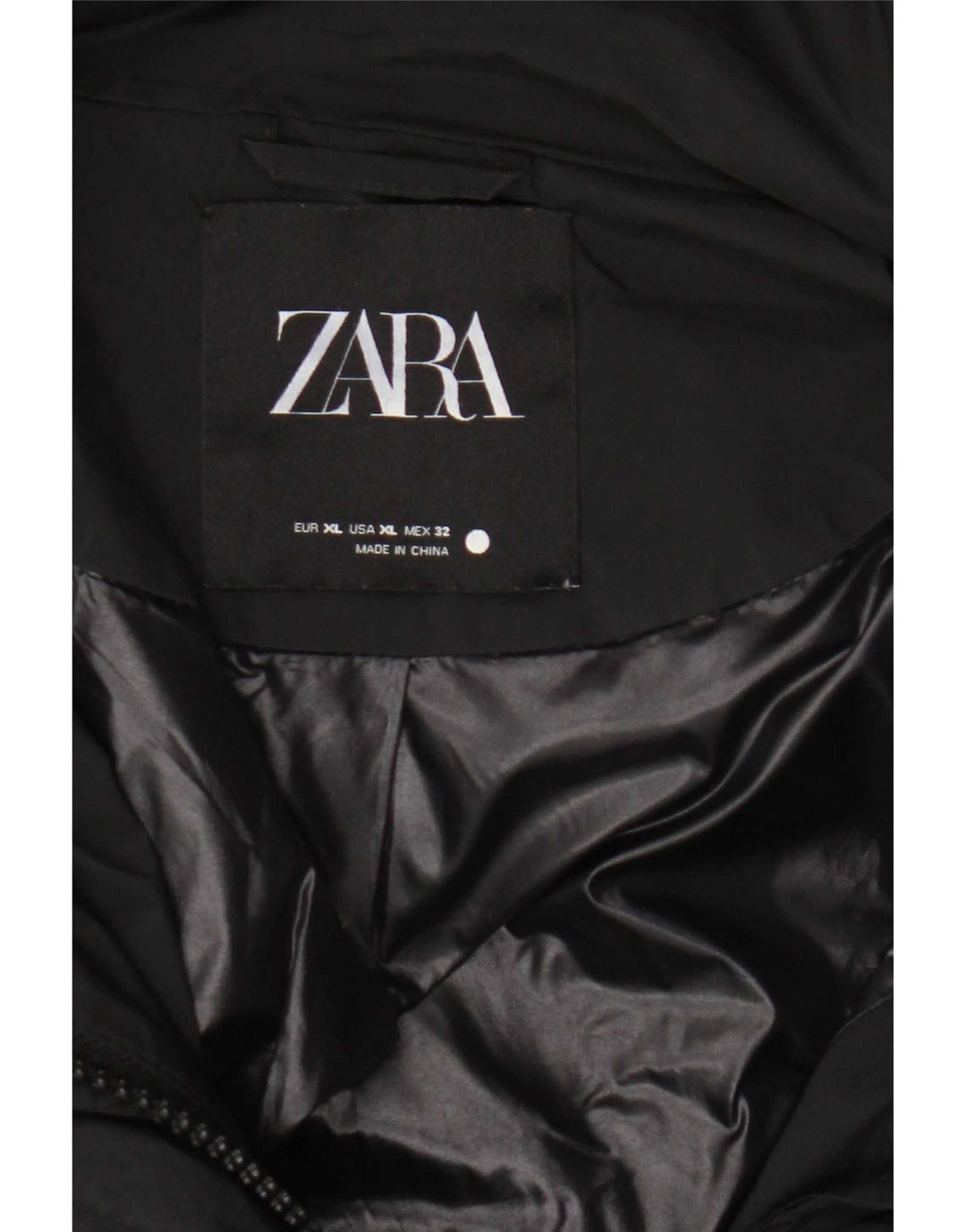 Zara Womens Hooded Oversized Padded Jacket UK 18 XL Black