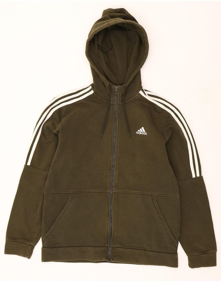 Adidas Mens Zip Hoodie Sweater Medium Khaki Cotton