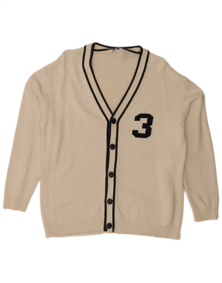 Zara Herren-Cardigan mit Grafik, XL, Weiß