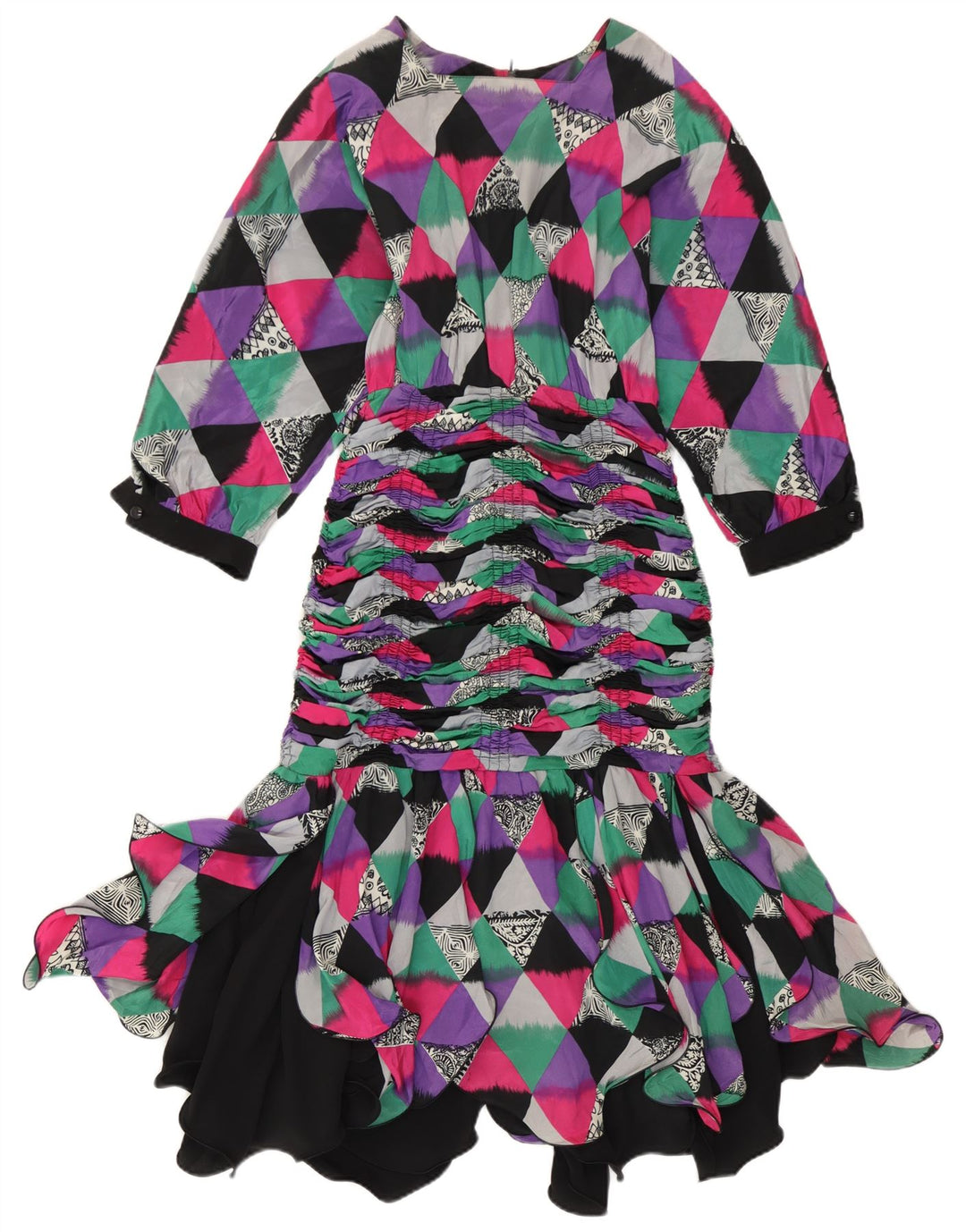 Vintage Womens Mermaid Dress IT 42 Medium Multicoloured Geometric