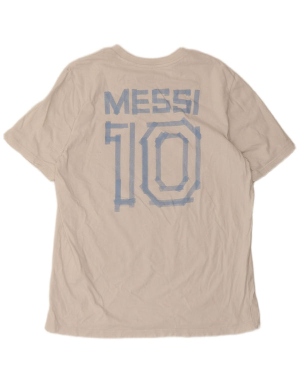 Camiseta Adidas Mens MESSI Graphic Top Grande Algodão Branco
