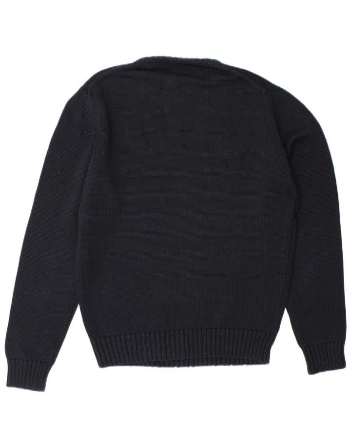 Zara Mens Crew Neck Jumper Sweater Medium Black Cotton