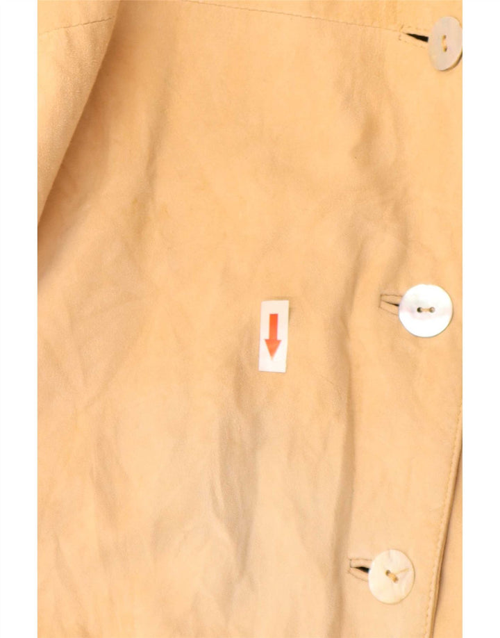 Vintage Damen 4-Knopf-Wildleder-Blazerjacke EU 42 Large Beige