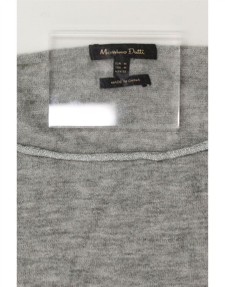 MASSIMO DUTTI Womens Boat Neck Jumper Sweater UK 14 Medium Grey Vintage Massimo Dutti and Second-Hand Massimo Dutti from Messina Hembry 