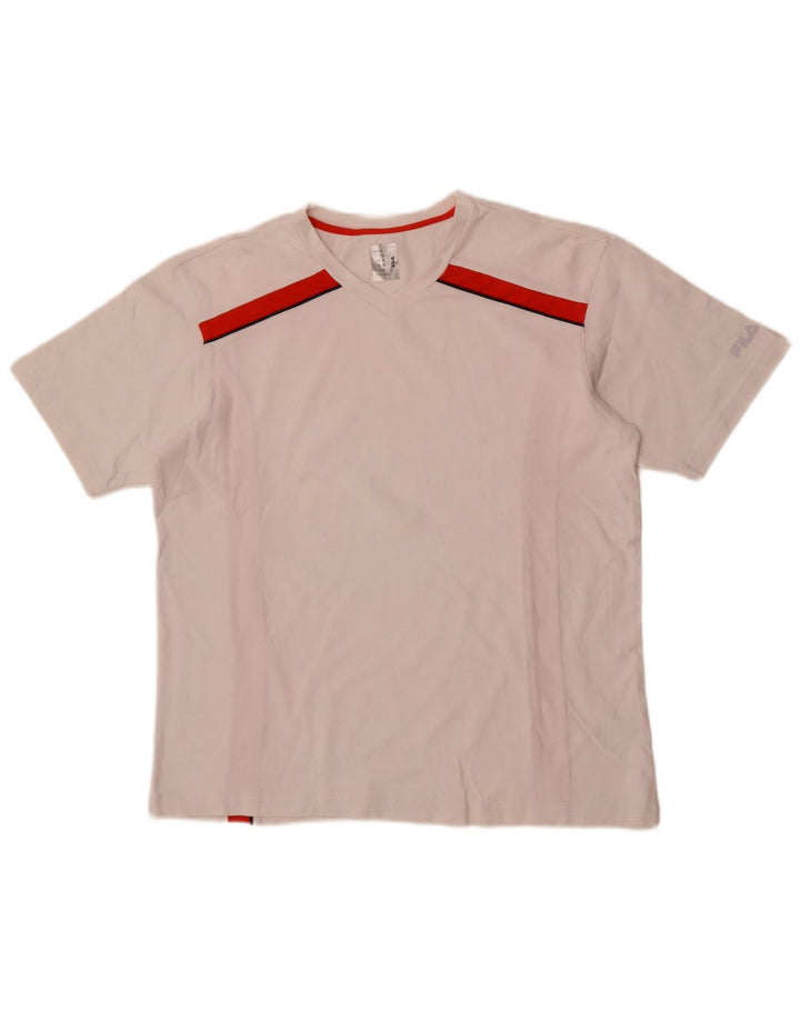 Fila Mens T-Shirt Top Medium White Colourblock Polyamide