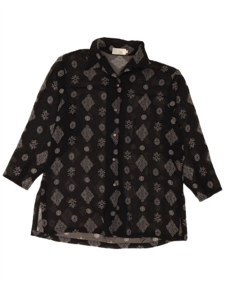 S.Oliver Womens Longline Shirt Blouse EU 36 Small Black Floral Polyester
